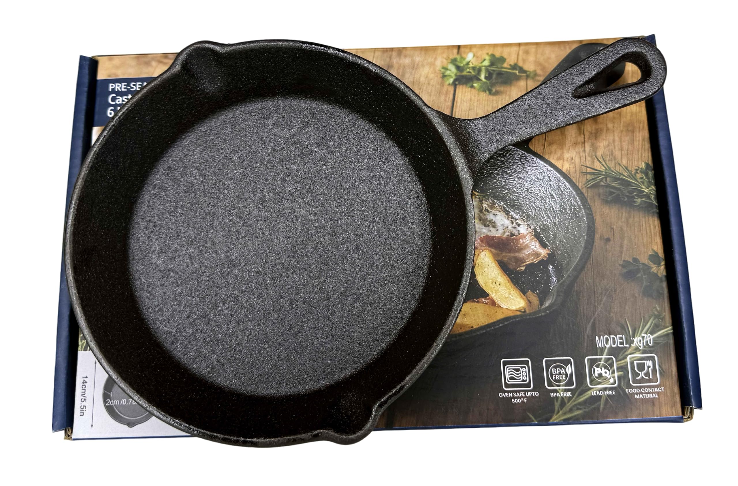 Pre-Seasoned Cast Iron Skillet Black 6 Inch Mini Frying Pan with Handle