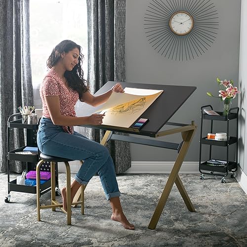 Miniatura 2 de SD STUDIO DESIGNS Stellar - Mesa de dibujo y manualidades de 36 pulgadas de ancho con parte superior ajustable y taburete acolchado, color