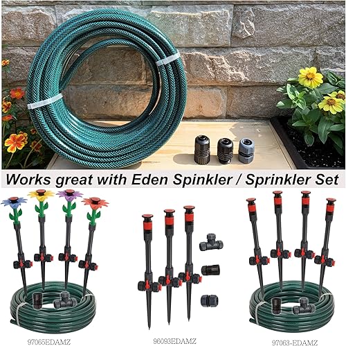 Miniatura 5 de Eden 94050 - Manguera de 50 pies y boquilla de ducha de metal con juego de iniciación de conexión rápida, herramientas de jardinería DIY