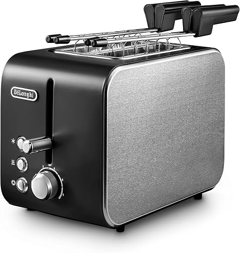 De’Longhi CTX2203 Toaster Edelstahl 2 Scheiben mit Tangen