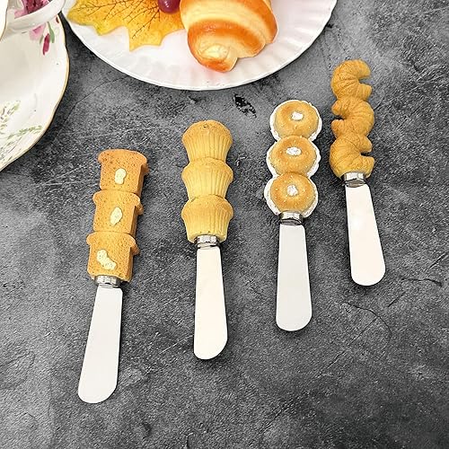 Miniatura 4 de Supreme Housewares Esparcidores de queso de macarons de lavanda, asas de resina pintadas a mano con cuchillas de acero inoxidable para untar queso