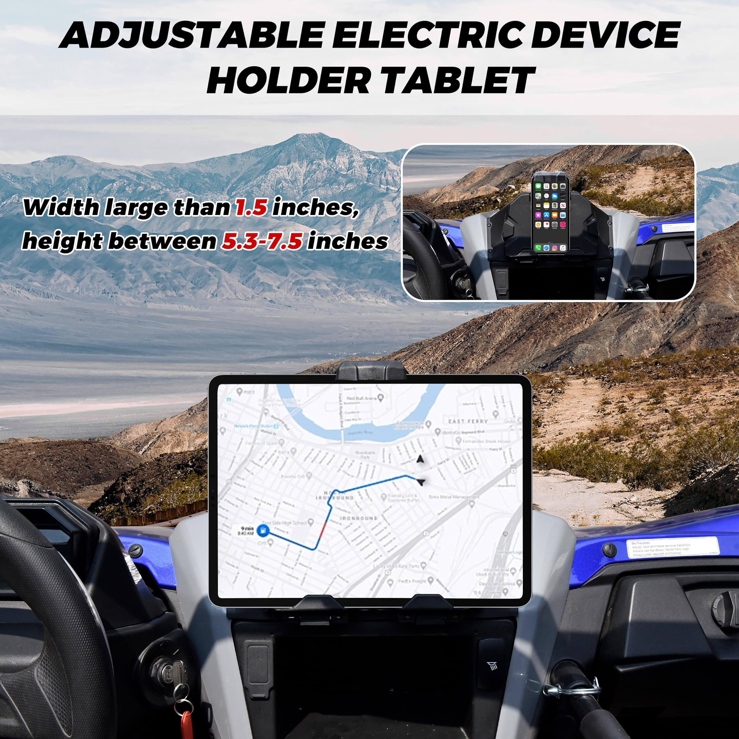 UTVSXPERT Electronic Device Tablet Holder for Yamaha YXZ 1000 19-25, Electronic Mounts Holder Phone GPS Mount with Storage Box Organizer Tray for Yamaha YXZ 1000R / SE/SS/SS SE 2019-2025 Accessories