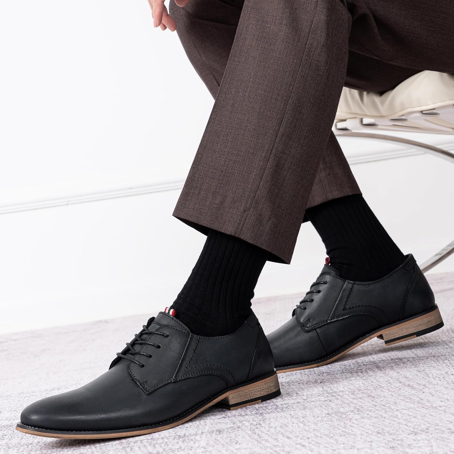 Jousen Men's Dress Shoes Leather Classic Formal Mens Oxfords Retro Derby Oxford - Image 7