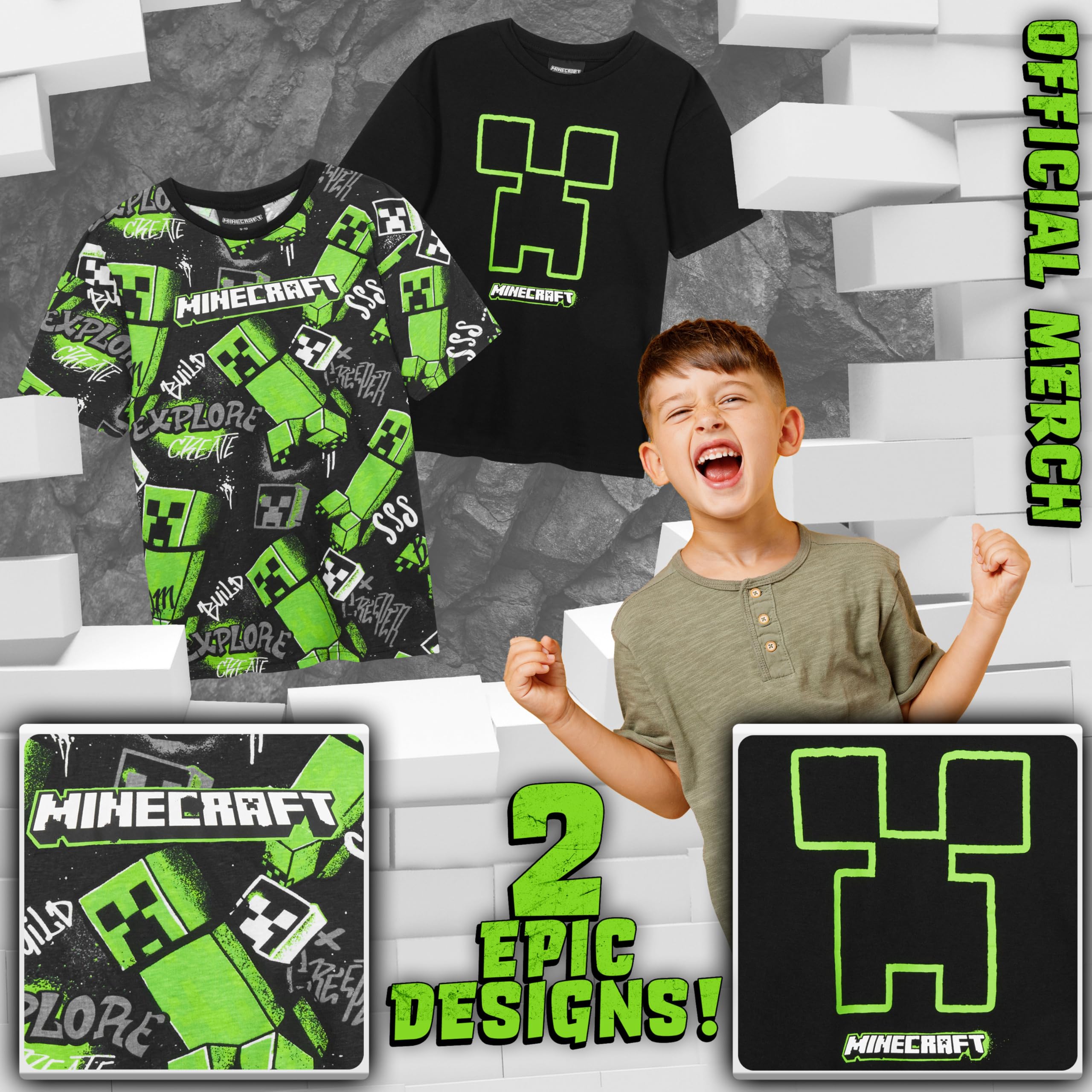Pokemon | Minecraft | Fortnite T-Shirt Garcon, Lot Multiple Ras du Cou et Manches Courtes Respirant T Shirt Ete, Gaming Merchandise Idee Cadeau