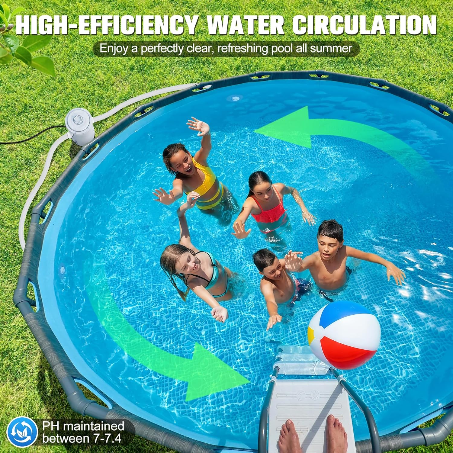 LuxBlue 800 GPH Above Ground Pool Filter Pump, Energy-Saving Pool Cartridge Filter Pump | Dual Action: Accelerate Water Flow & Capture Debris Quickly - Improve Water Clarity | Easy to Setup, Gray