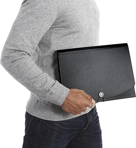 Miniatura 3 de Amazon Basics Carpeta organizadora expansible, tamaño carta, negro y gris, paquete de 2 y grapadora con 1250 grapas, engrapadora de oficina,