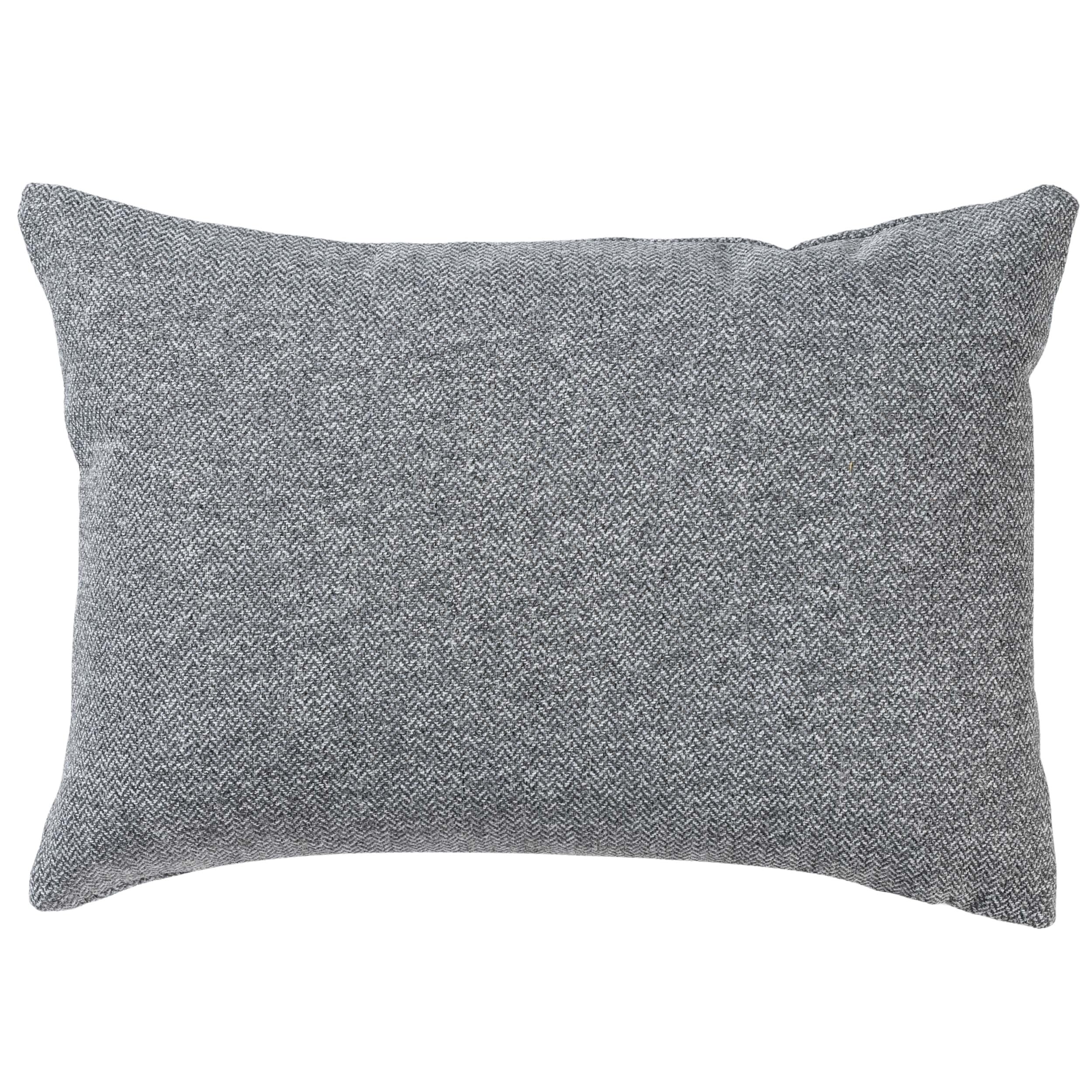 Linen Loft Grey Classic Herringbone Tweed Boudoir Cushion In Stone Soft Traditional Check Design. 17X12 Rectangle Cushion Cover