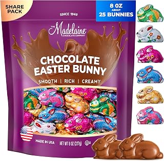 Madelaine Easter Bunny Bite-sized Premium Milk Chocolate Bunnies Individually Wrapped In Colorful Foils Easter Candy Basket Essentials (1/2 LB)