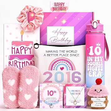 10 Year Old Girl Birthday Gifts, 10 Year Old Girl Gift ,Double Digits Girls | Gifts for 10 Year Old Girl - Ten Pieces Trendy Stuff for Daughter, Niece, Granddaughter