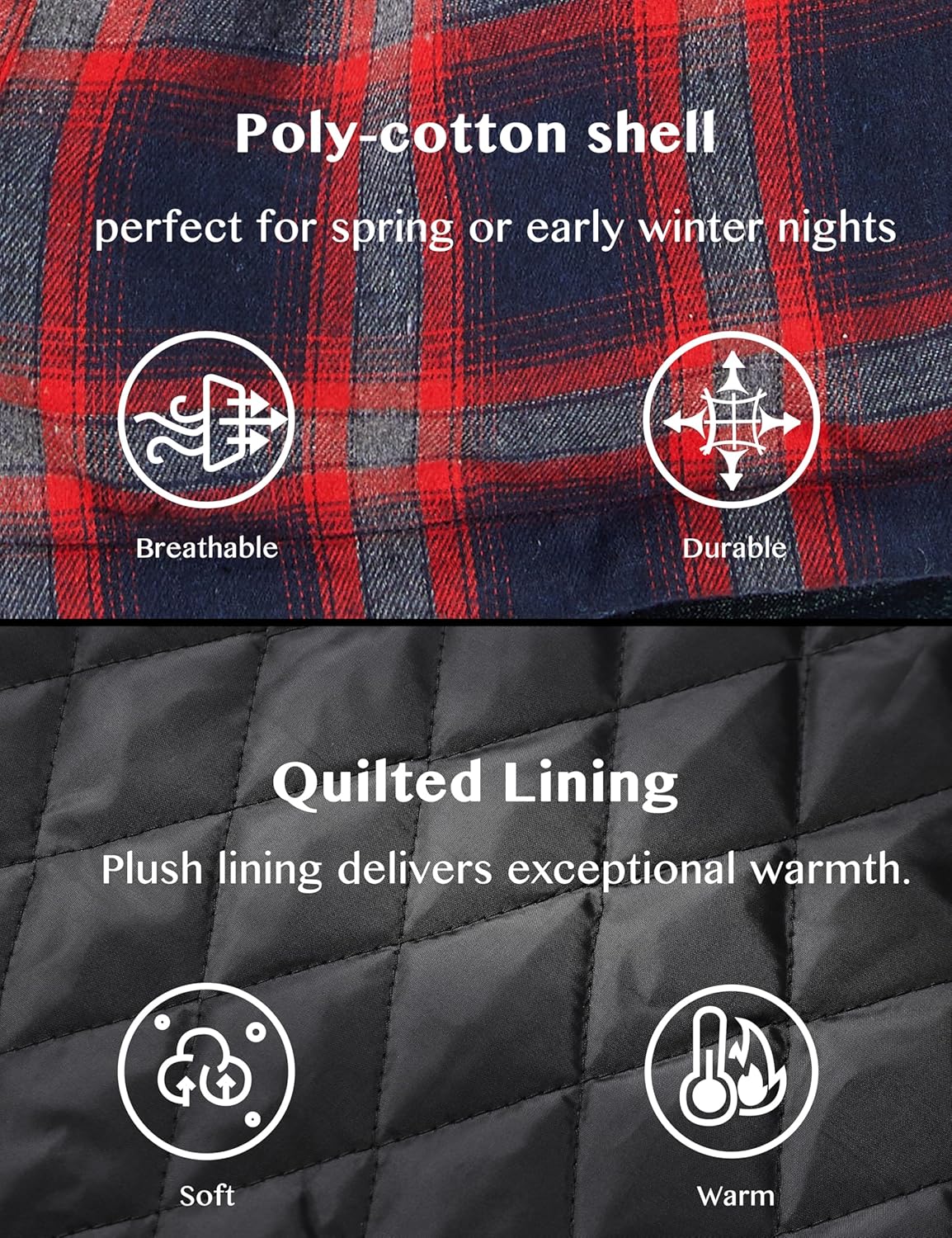 WenVen Men's Thicken Plaid Flannel Quilted Shirts Jacket with Removable Hood - Image 5