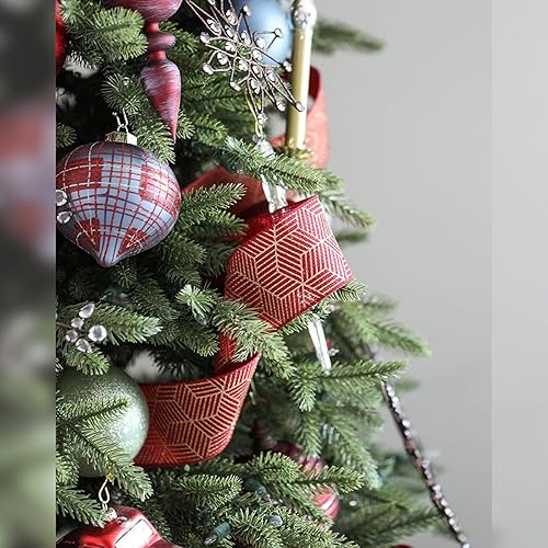 Miniatura 9 de Balsam Hill Abeto Stratford preiluminado de 6.5 pies, árbol de Navidad artificial delgado con 450 luces transparentes, follaje de agujas verdaderas,