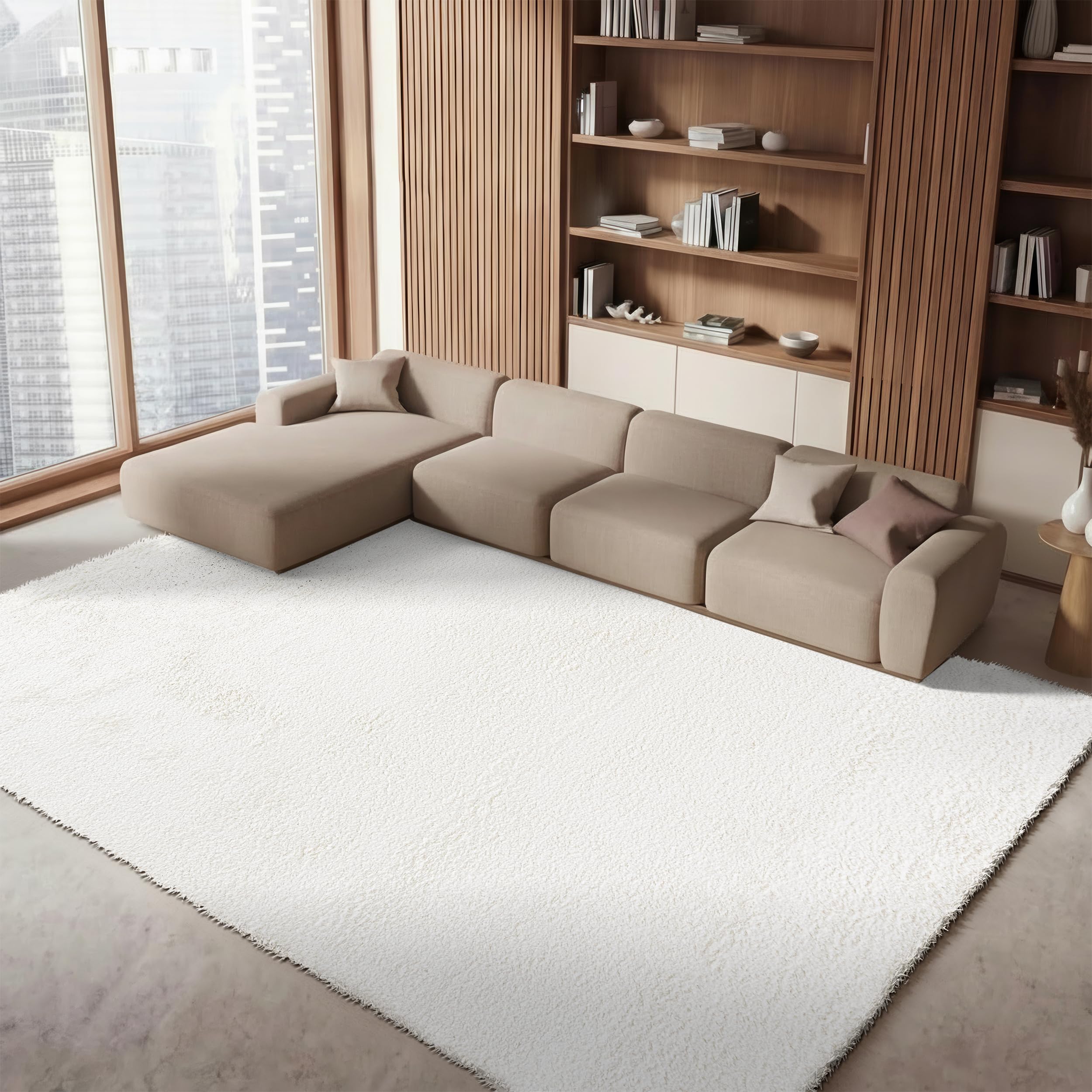 SAFAVIEH Area Rug 8x10 - August Shag Collection - Large - Ivory, Solid Pattern, Non-Shedding & Easy Cleaning, Plush Thick Pile, Ideal for Living Room,