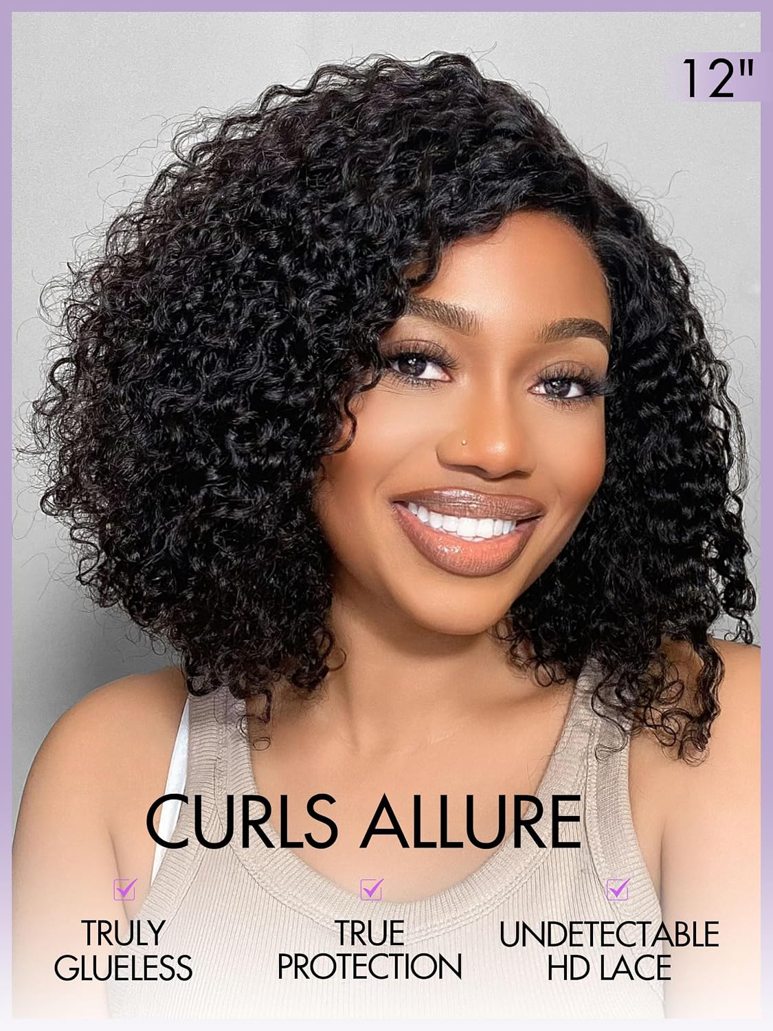 LUVME HAIR Short Curly Wig Human Hair 12 Inch Glueless Wigs Human Hair Pre Cut Lace Closure Undetectable HD Lace Wig