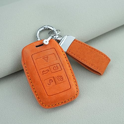 Miniatura 17 de SANRILY Suede Leather Key Fob Cover for Land Range Rover Discovery Rover Sport 2018 2019 and Jaguar XF 2021 Keyless Full Protection Smart Key Fob