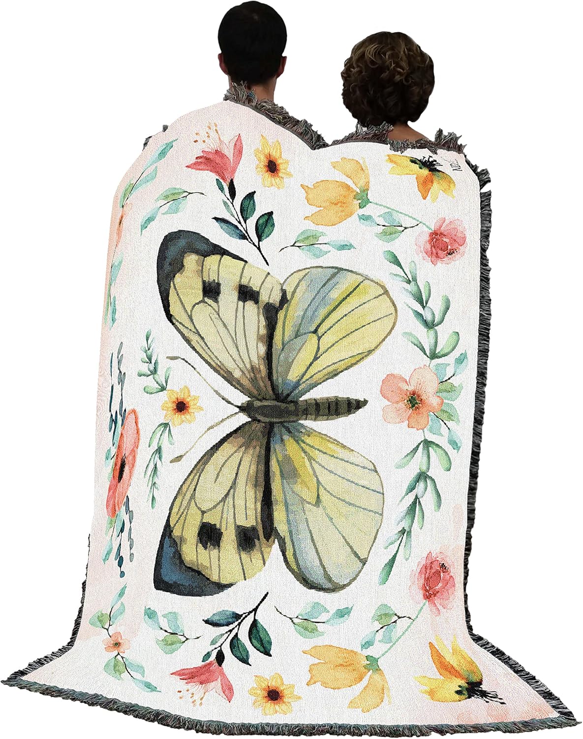 Pure Country Weavers Insects Butterfly Blanket by Nicole DeCamp - Garden Floral Gift Tapestry Throw Woven from Cotton - Made in the USA (72x54)