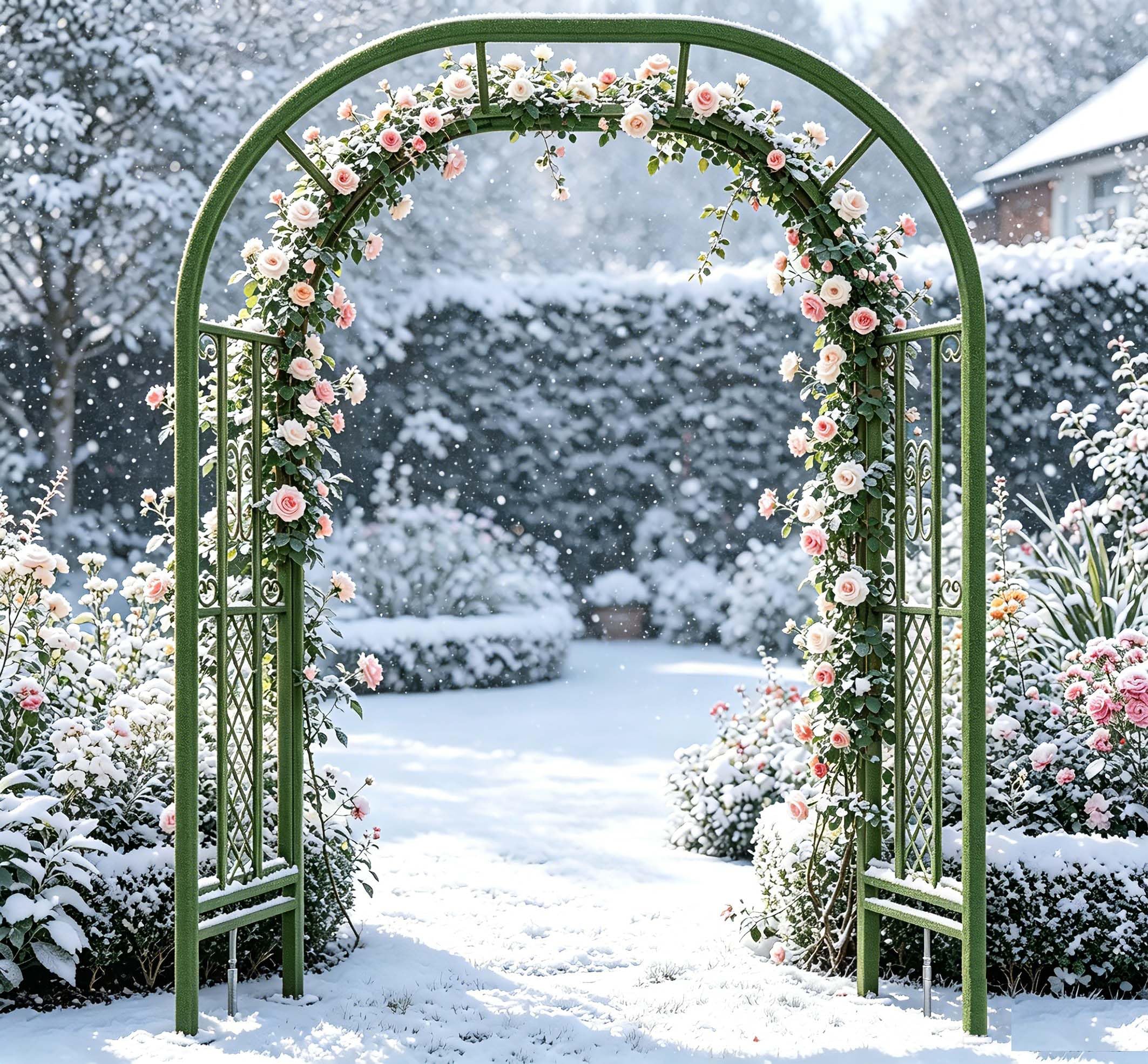 Flower Arch,Heavy Duty Strong Tubular Plant Cage, Metal Rose Arch Trellis,Weather Resistant,Garden Decoration And Embellishment, For Climbing Plant, Rose Vines, Vegetables,