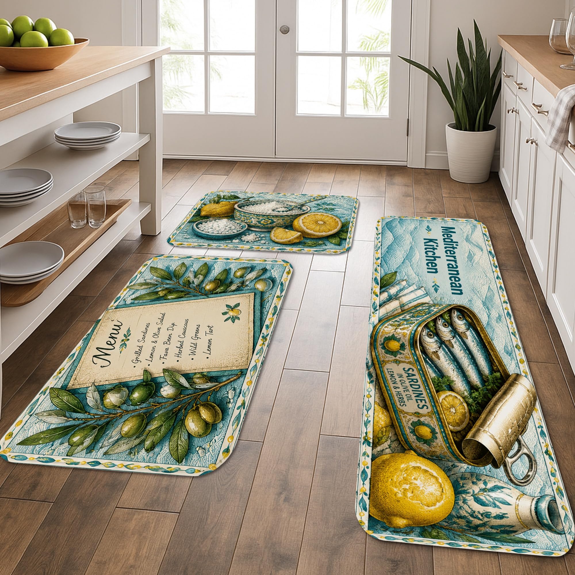 Tapis de cuisine lot de 3 tapis de sol vintage confortables lavables pour maison