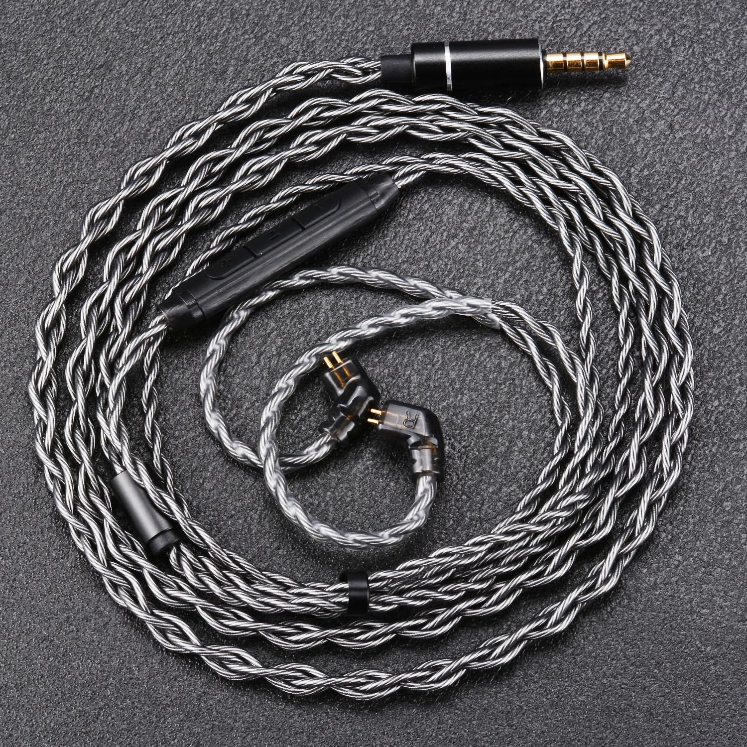 Monokristallines Kupfer, versilbertes Audiokabel, QDC-C, Pin, SPC-Kopfhörerkabel, kompatibel mit KZ ZS10 TRN CCA GK versenkten 2-poligen IEMs 3,5-mm-Stecker mit Mikrofon