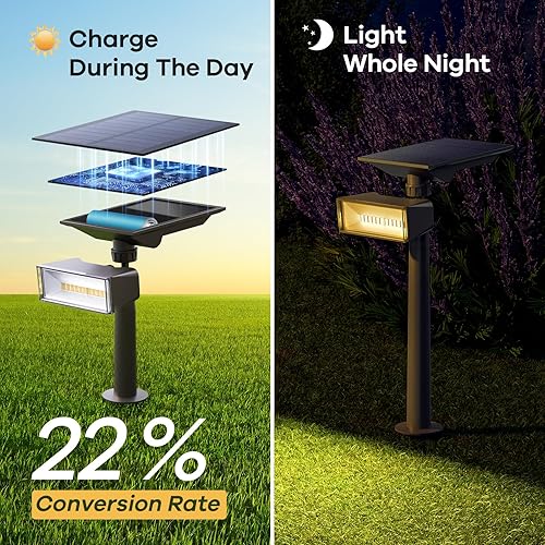 Miniatura 10 de Consciot Focos solares blancos fríos para exteriores, del atardecer al amanecer, 600 lúmenes, 3000 K, 360 , ajustables a 360, impermeables, 3