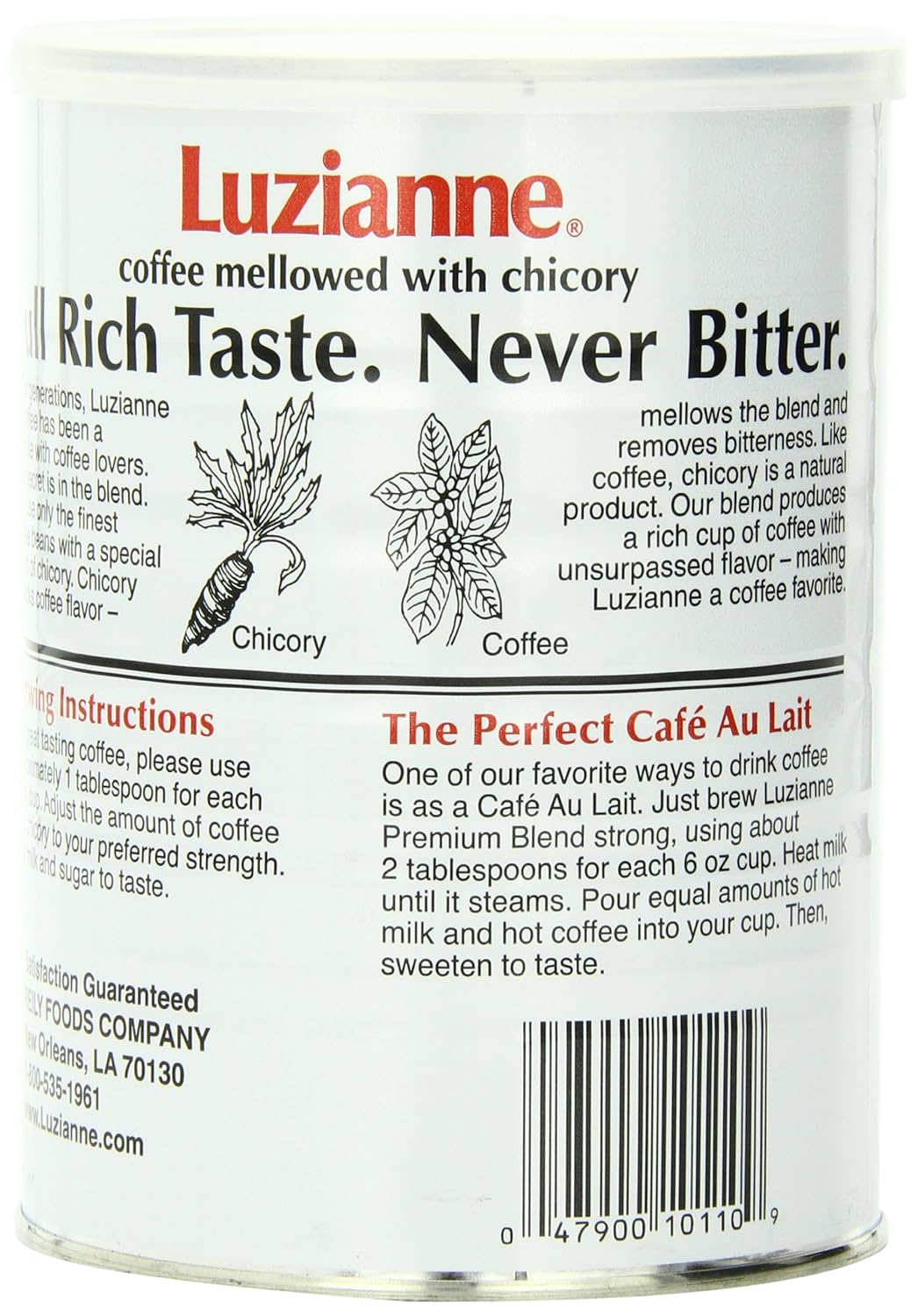 Luzianne Premium Blend Ground Coffee & Chicory, 16oz Canister (Pack of 3)