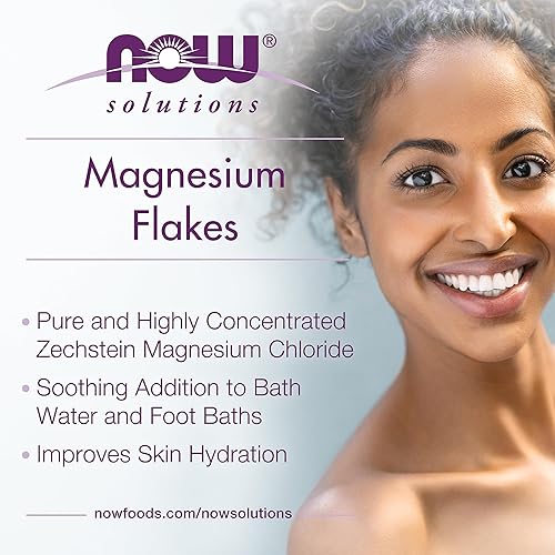 Miniatura 3 de Now Solutions, Magnesium Flakes, Pure, from The Ancient Zechstein Seabed, Highly Concentrated, 26.5-Ounce