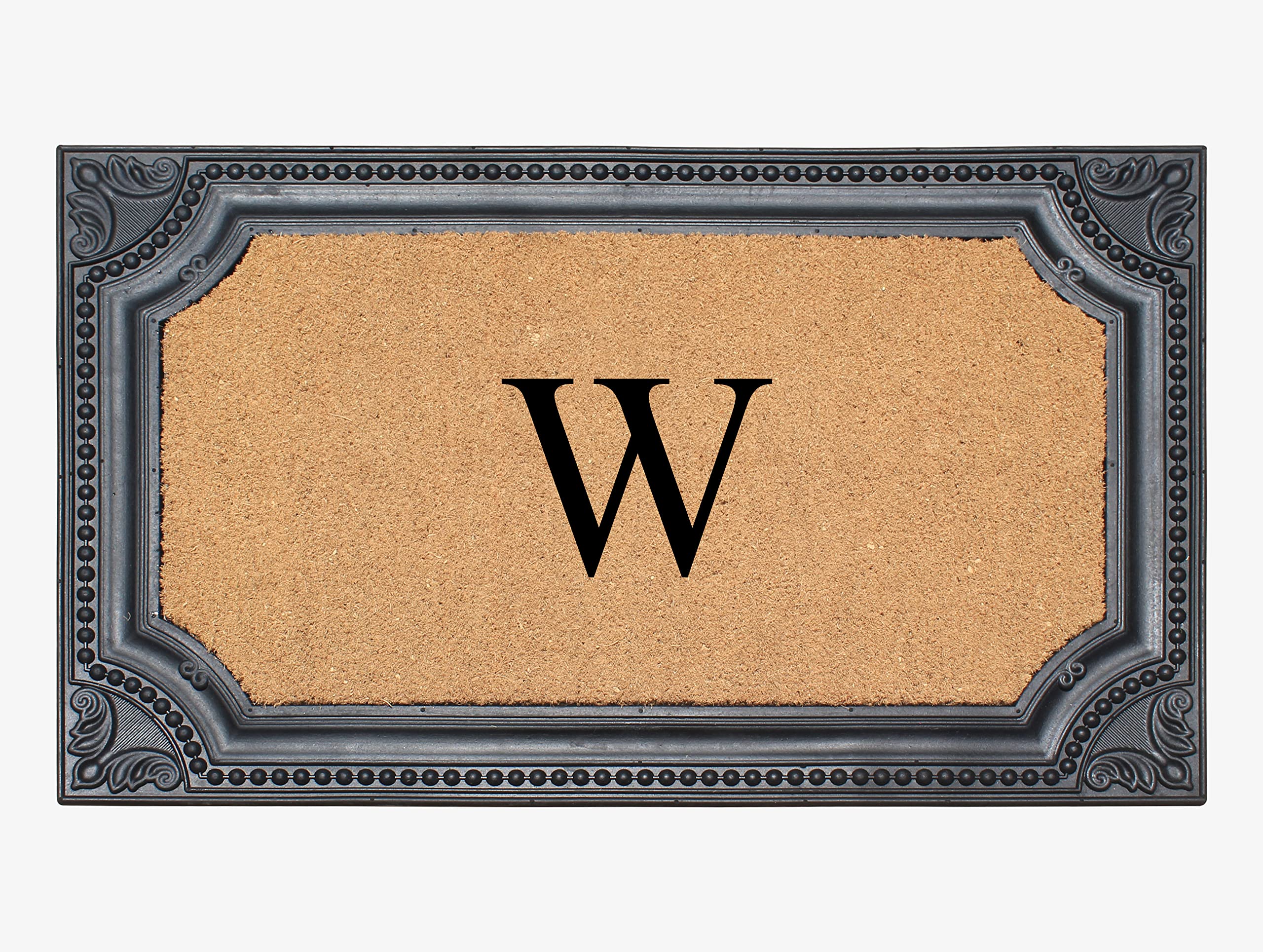 A1HC Natural Rubber & Coir 24x39 Monogrammed Doormat For Front Door, Anti-Shed Treated Durable Doormat for Outdoor Entrance, Heavy Duty, Low Profile, Easy to Clean, Long Lasting Front Porch Entry Rug