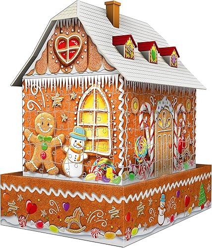Miniatura 2 de Ravensburger Gingerbread House Night Edition Rompecabezas 3D de 216 piezas para niños 11568 - Tecnología Easy Click significa que las piezas encajan