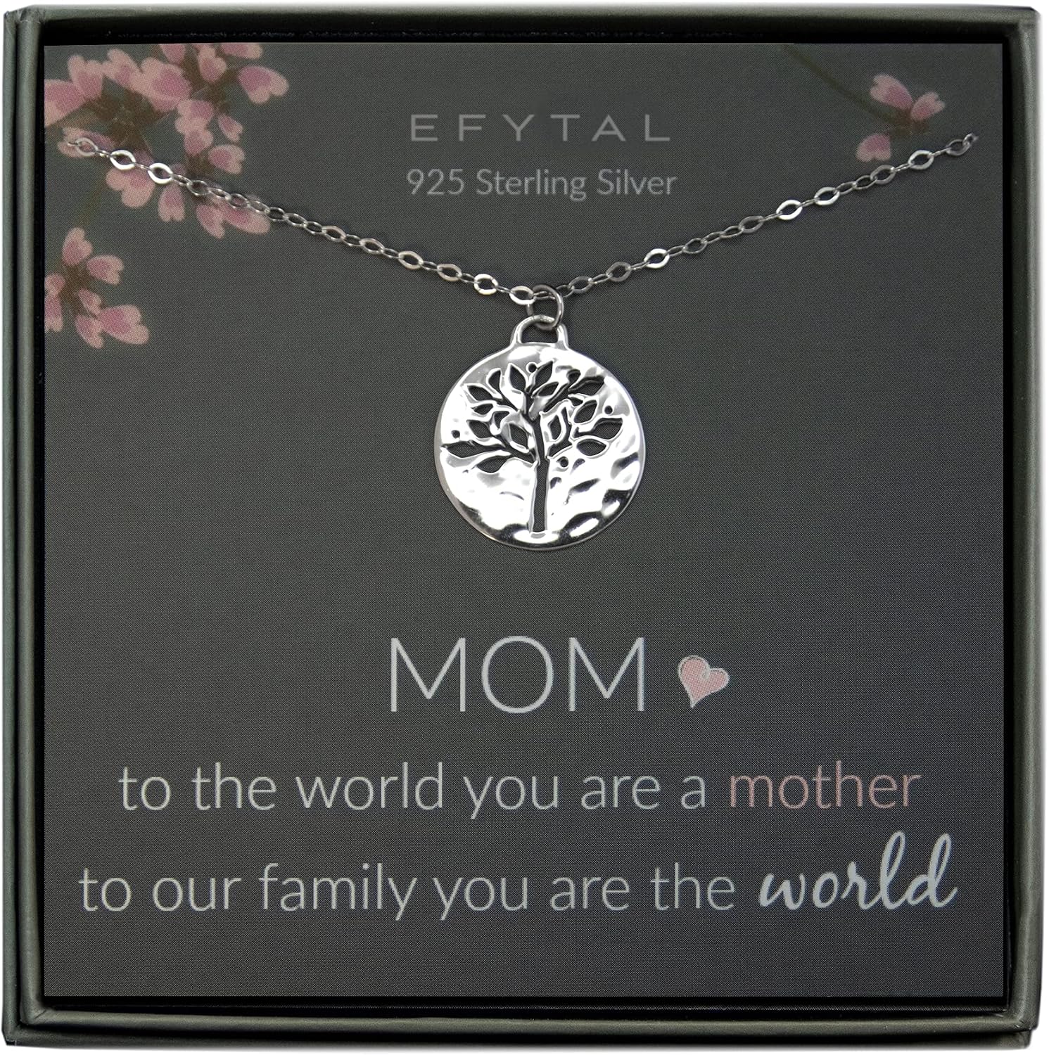 EFYTAL Gifts for Mom, Sterling Silver Tree of Life Necklace For Women, Mothers Day Gifts, Mom Birthday Gifts