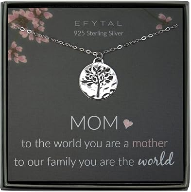 EFYTAL Gifts for Mom, Sterling Silver Tree of Life Necklace For Women, Mothers Day Gifts, Mom Birthday Gifts