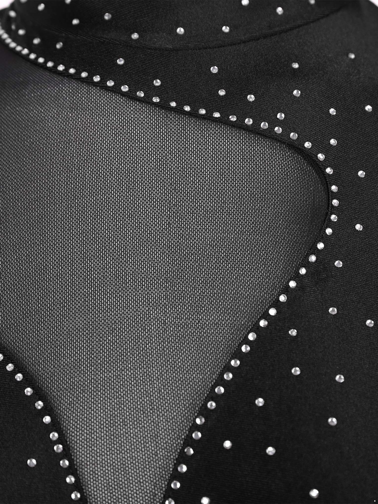 Maillot Gimnasia Ritmica Brillantes Leotardo Ballet Mujer Manga Larga Body Patinaje Artistico Maillot de Danza Clásica Jumpsuit Deportivo Ropa de Ballet