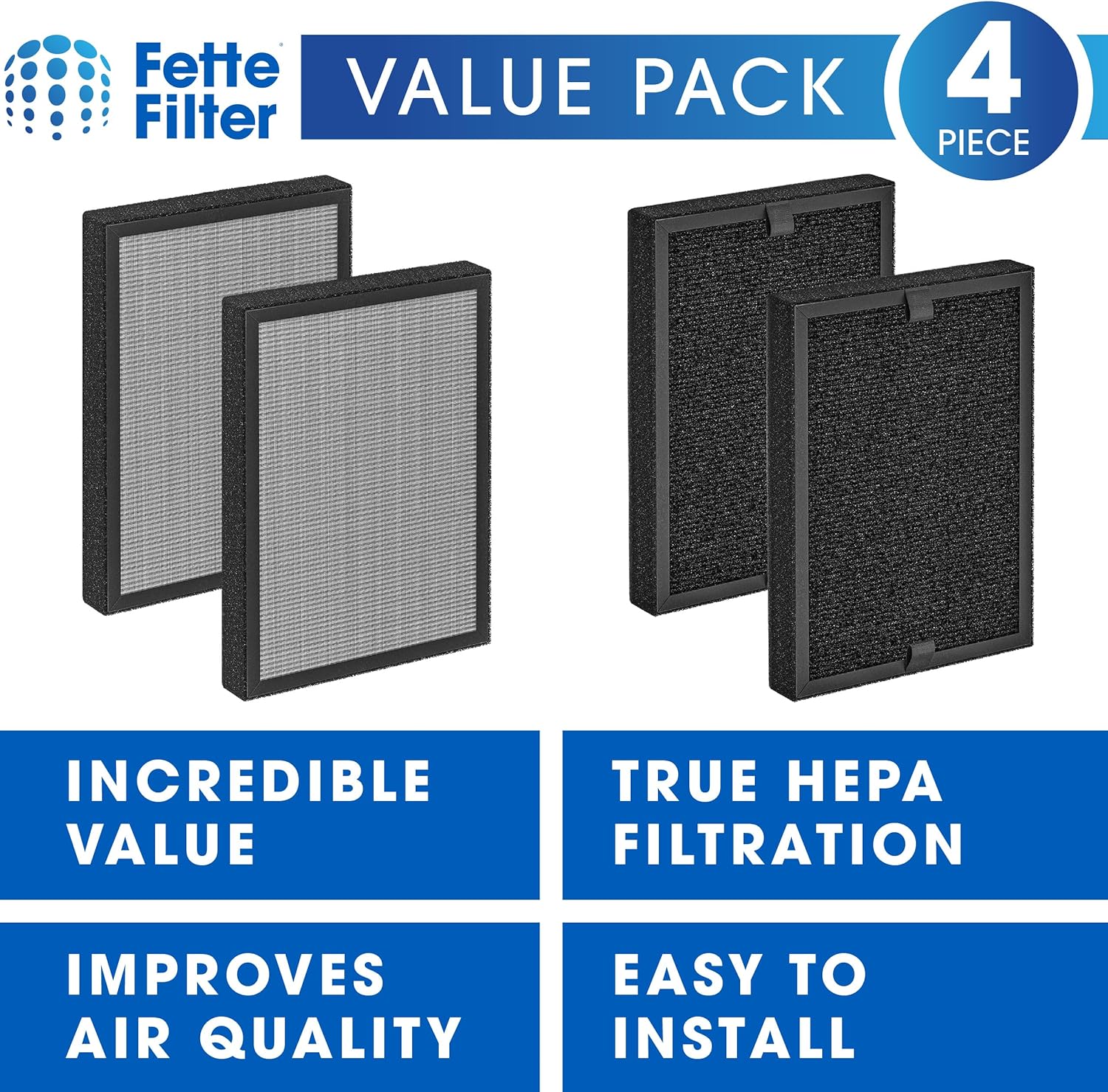 Fette Filter - KF250 Premium True Hepa H13 Filter Replacements Compatible with Kenmore SilentClean 1200e Air Purifier Model PM2010 for Rooms up to 1,500 Sq. Ft. 3 Stage Filtration 4 QTY - Image 2