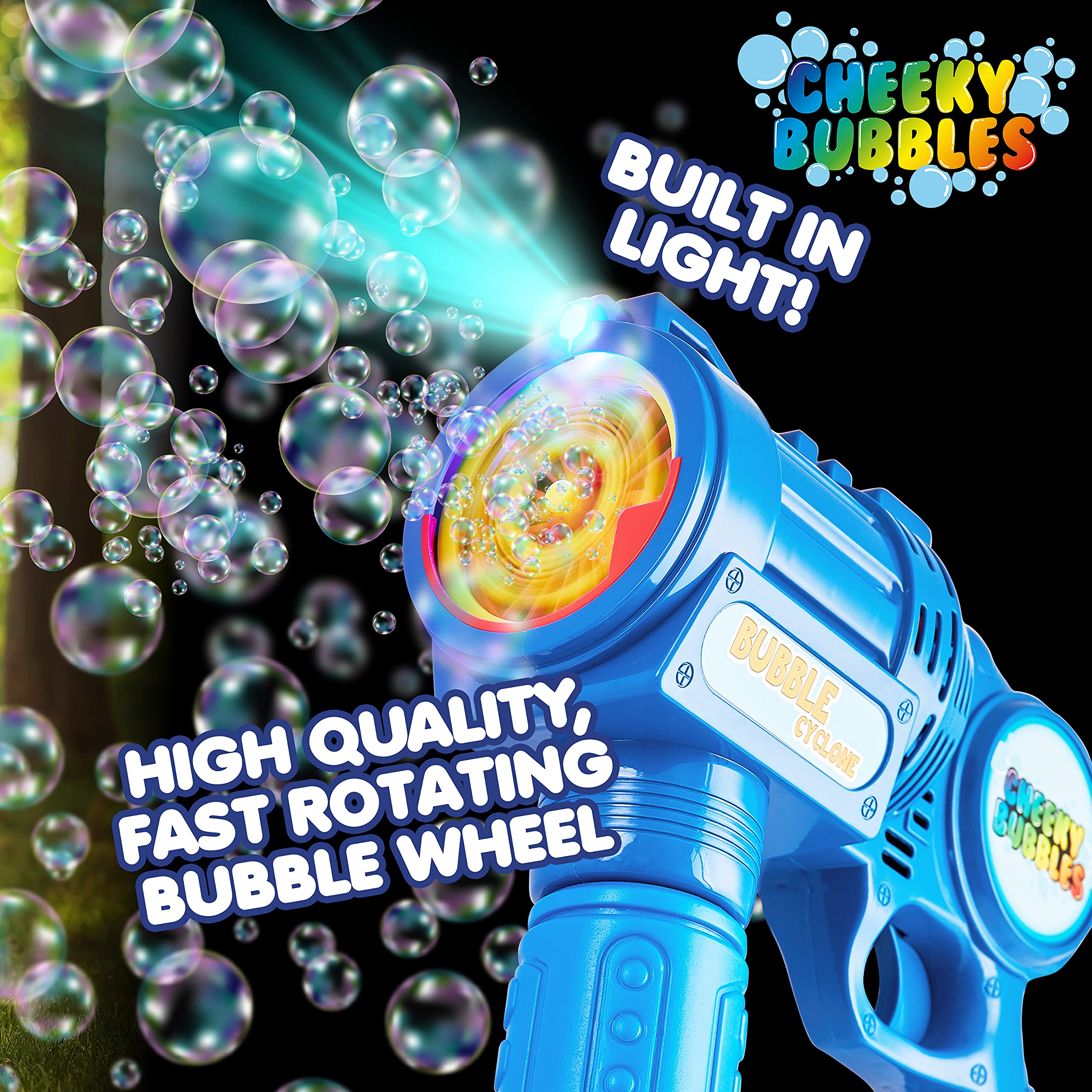 Pistolet à Bulles Électrique Enfants - Machine Automatique Avec LEDs, Réservoir 100ml (Bleu)