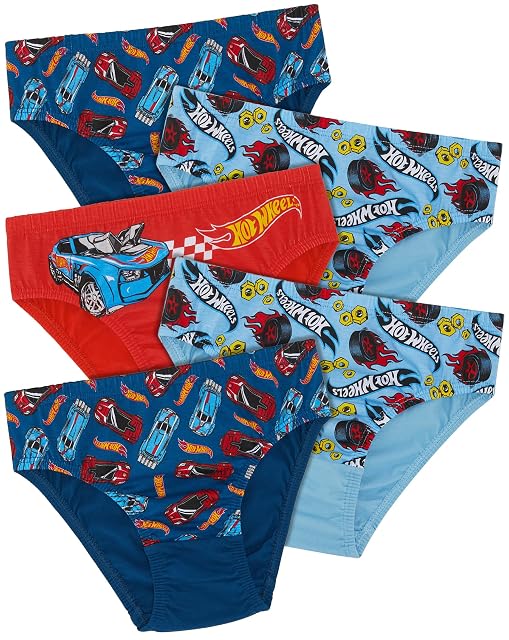 Hot Wheels Paquete de 5 Calzoncillos de Coche 100% algodón, Multicolor, 6-7 años