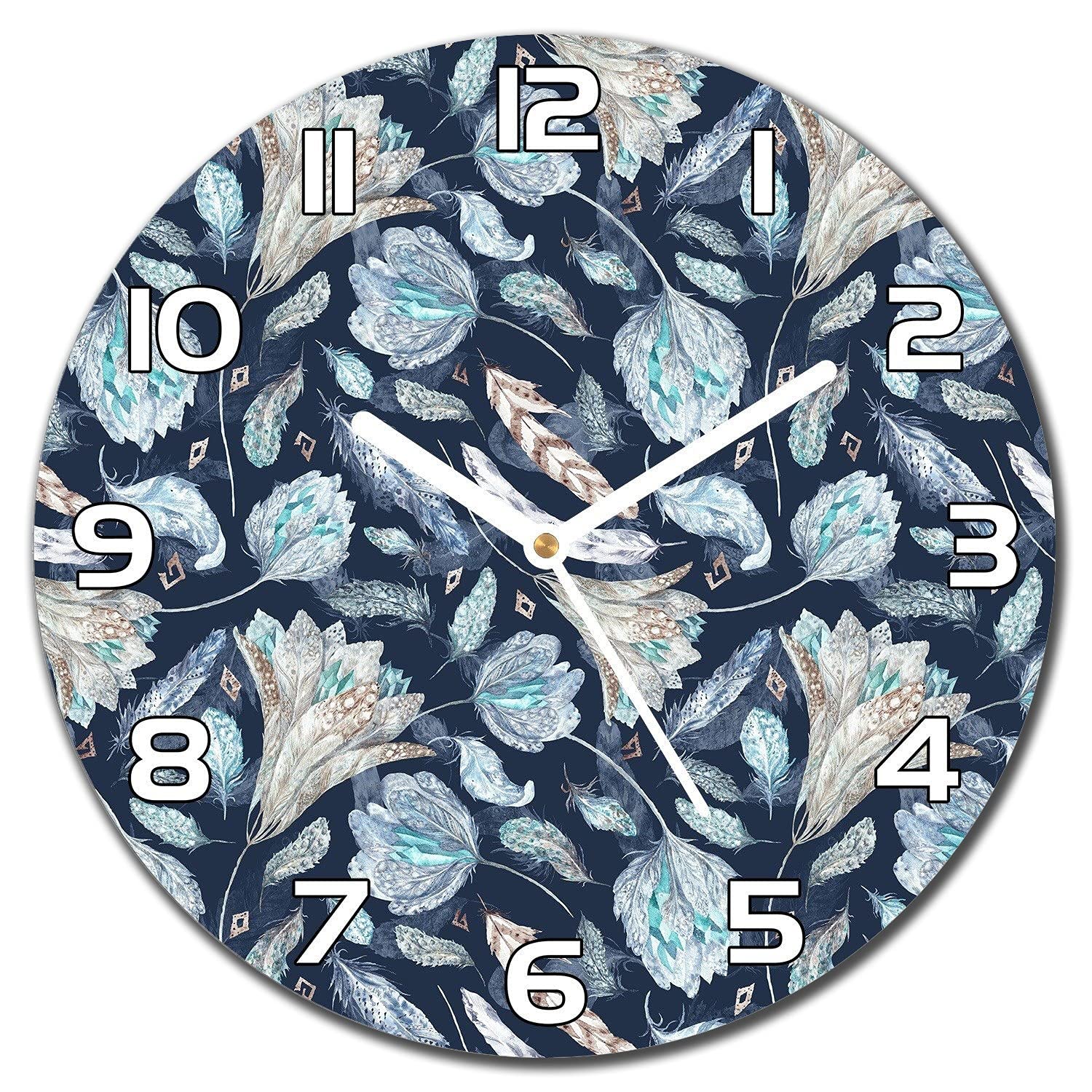 Horloge en Verre 30 cm Boho Chic Indigogolden à Aiguilles Blanches