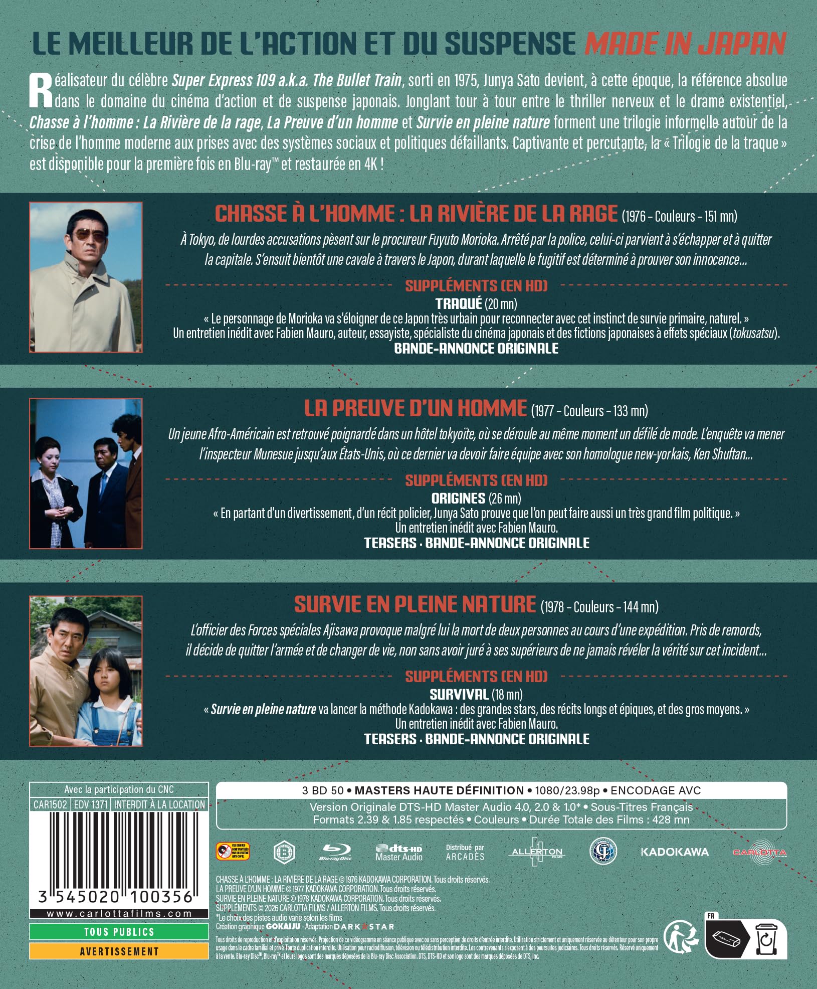 La Trilogie de la traque de Junya Sato- 3 Blu-Ray