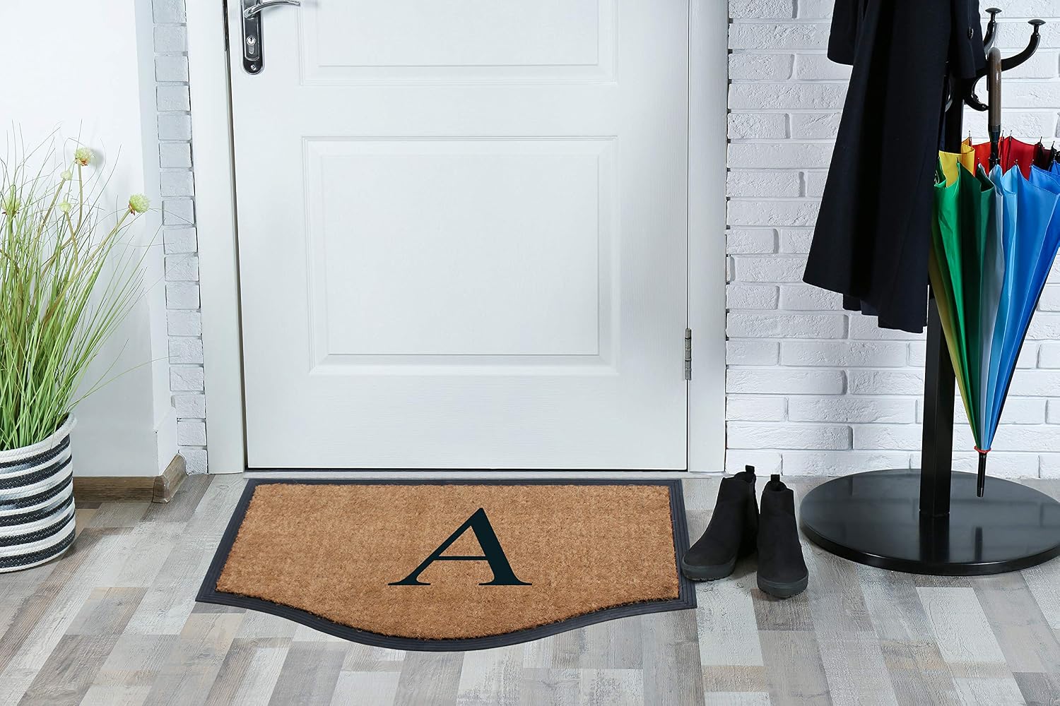 A1 HOME COLLECTIONS A1HC Natural Coir Monogrammed Doormat 23x38 Inch, Heavy Duty Outside Front Door Mat, Anti-Shed Treated, Low Profile, Durable Easy Clean Entrance Mats - A