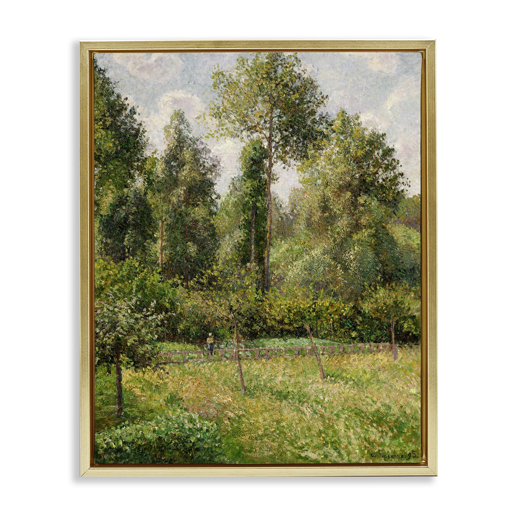 Stupell Industries Metallic Gold (Matte) 'Poplars Classic Landscape', Floating Frame Canvas Art, Gold, 25 X 31 Inches, Easy To Hang And Sturdy, Made In Usa, By Camille Pissarro