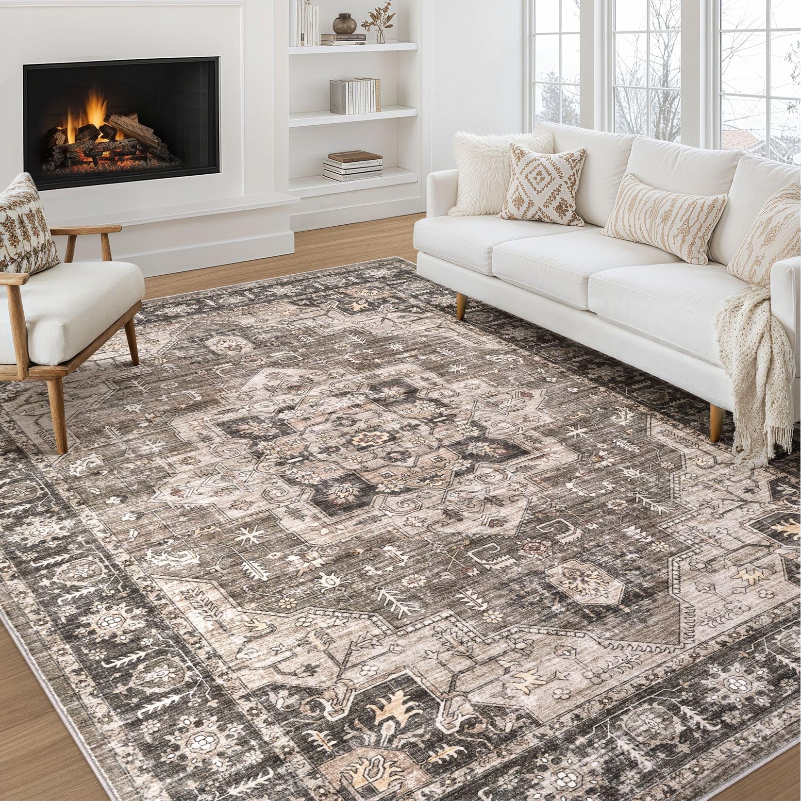 Amazon.com: Area Rug 9x12 Washable Vintage - Soft Traditional Rugs