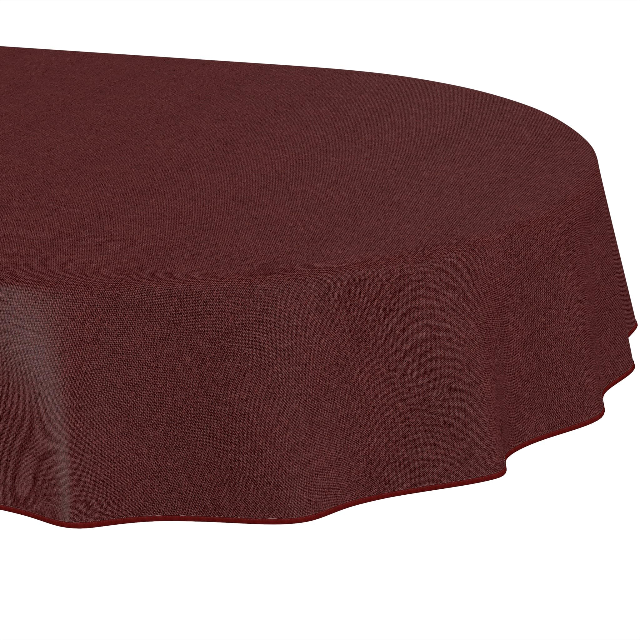 ANRO Washable Tablecloth Bordeaux Linen Look Oval 180 x 140 cm - Garden Tablecloth Indoor Outdoor Water-Repellent Dirt-Repellent Easy Care with Hem