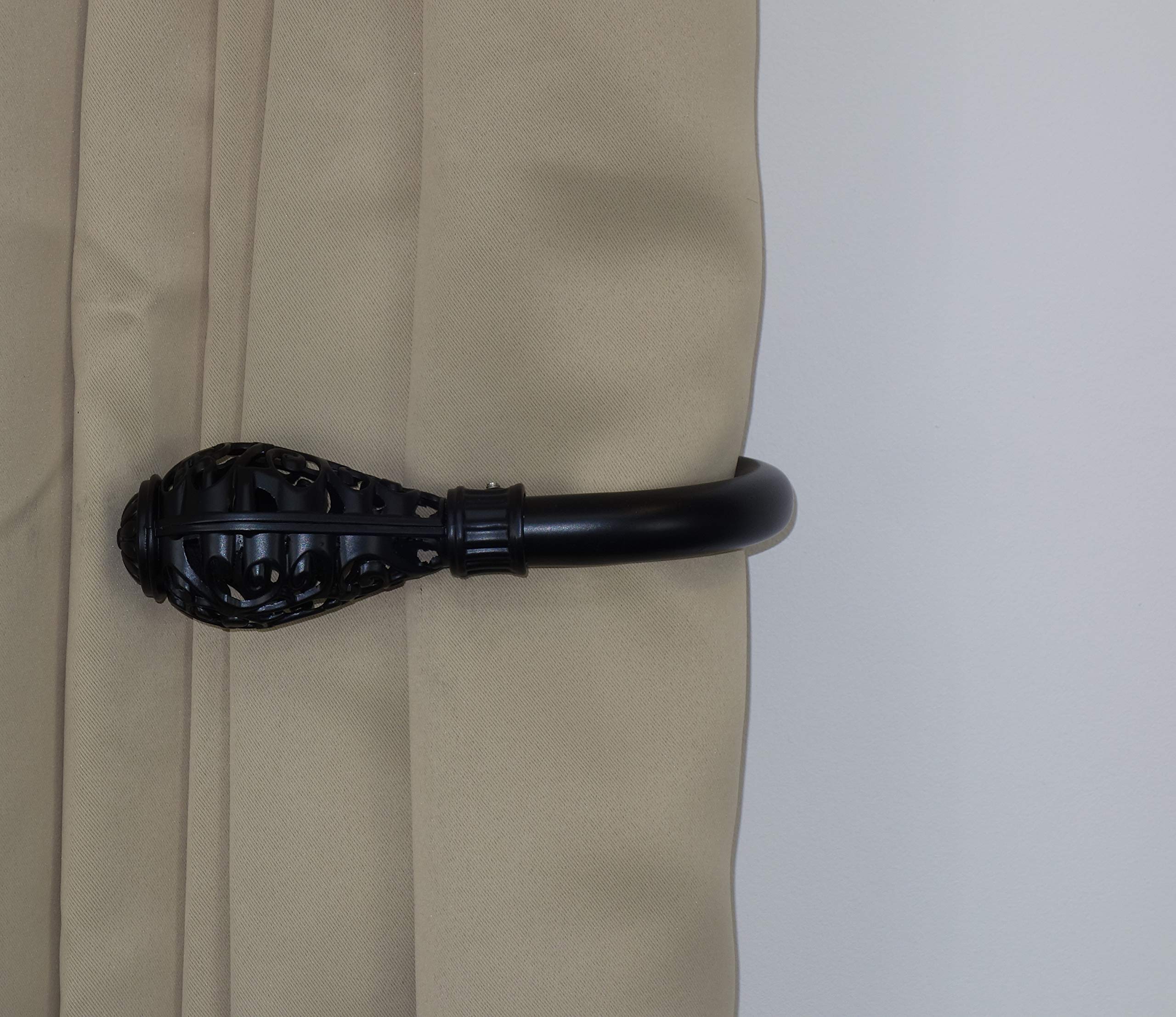 Home Harmony Decorative Curtain Holdbacks Wall Mounted Curtain Tie Backs Pack of 2 Availablie in Black or Silver (Black, Acorn Geo) โ image 1