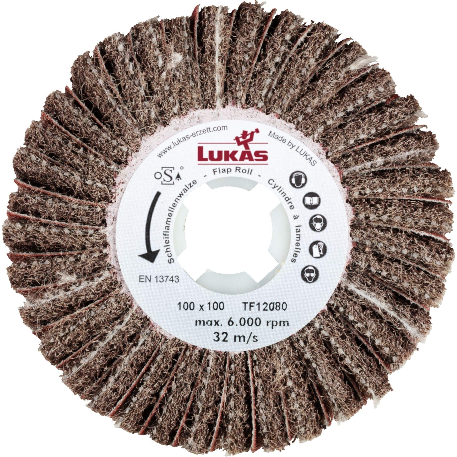 Lukas - Rodillo abrasivo (satinado, 100 x 100 x 19 mm, grano 120/80)