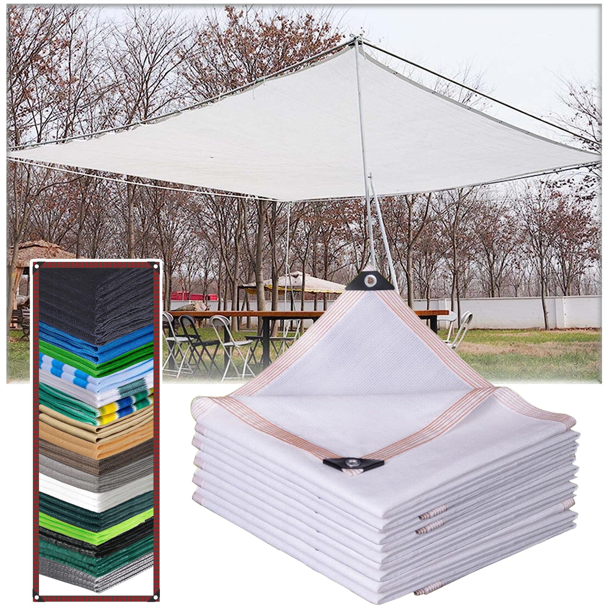 KLGFBDC Premium White Sun Shade Sail Awning 5x16m UV Block 90% Rectangular Garden for Greenhouse Patio Plants Flowers Chicken Coop Carport.