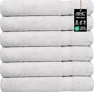 A1 Home Collections Bath Towel 500 GSM Duet Technology 100% Ring Spun Cotton Quick Dry & Highly Absorbent Towels, Zero Twist, Low Lint, Ultra Soft (Bright White, Hand Towel (16x28) Pack of 6)