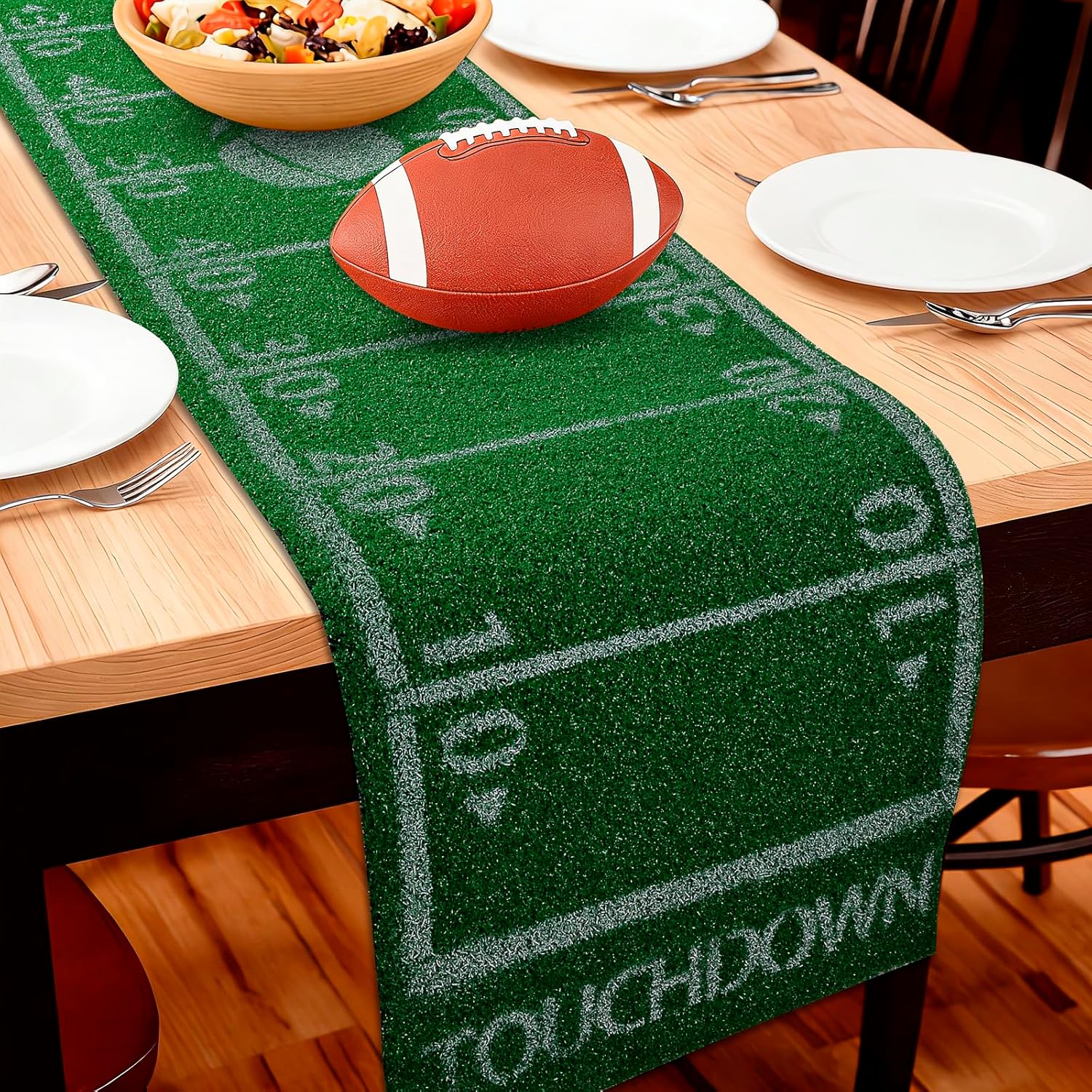 Artificial Grass Football Table Runner, 13"x72" Green Football Party Decorations, Turf Touchdown Table Runner for Game Day, Sports Table Decor, Football Centerpieces for Birthday Party Home Dining