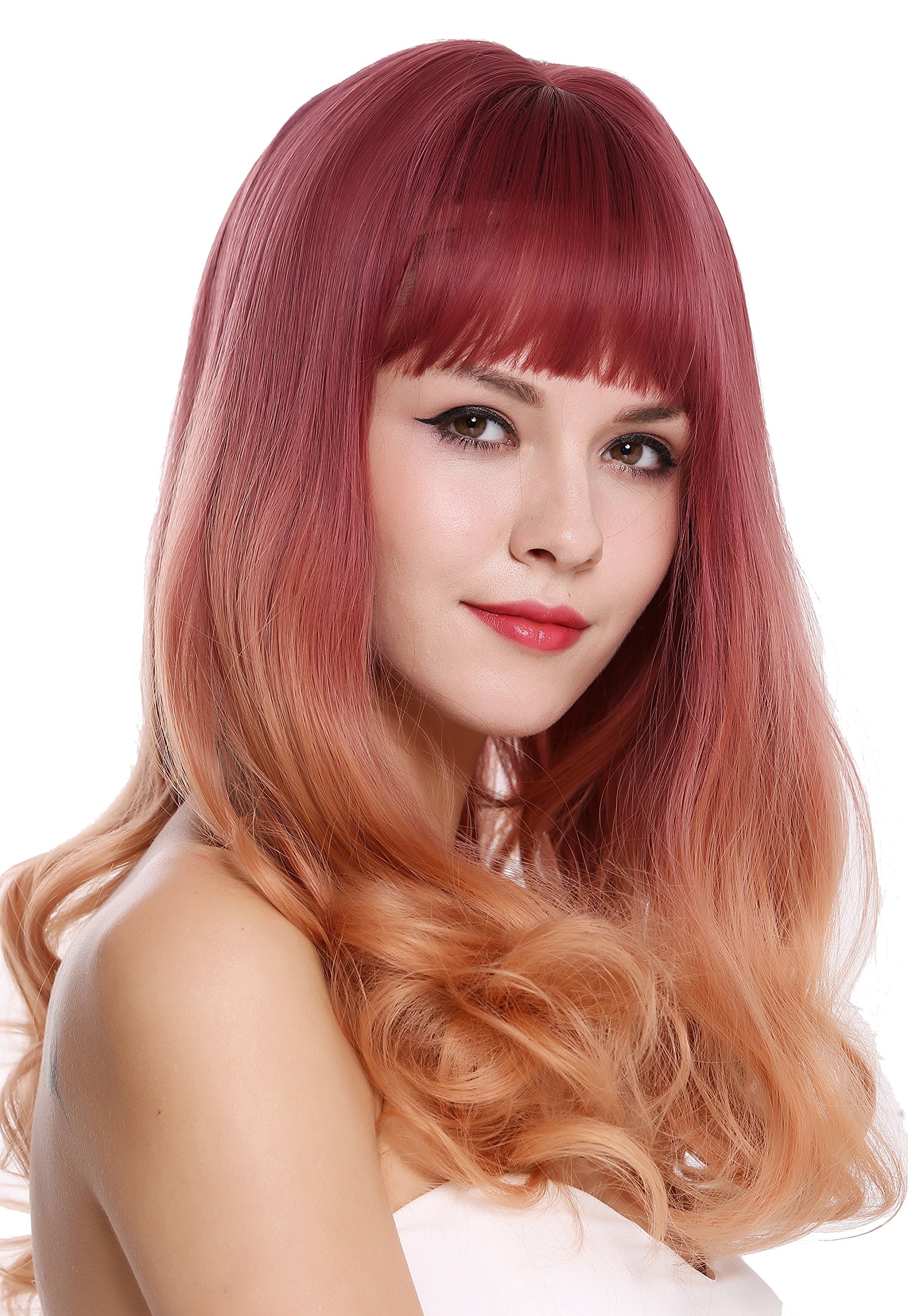 WIG ME UP - MS1733-1344R716 Quality women's wig long fringe sleek curly hair tips Balayage mix purple orange blonde lady - Image 2