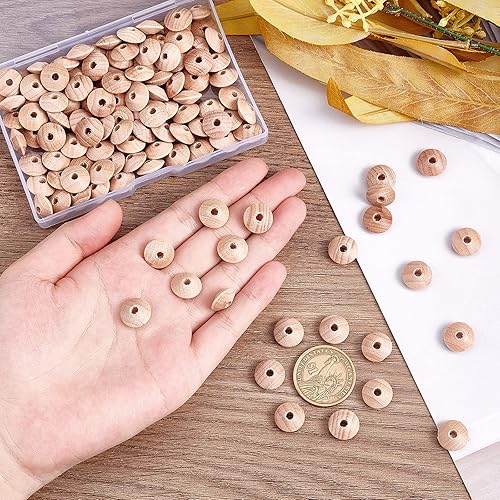 Miniatura 3 de PH PandaHall 120 cuentas sueltas redondas de madera Burlywood de 0.472 pulgadas (0.472 in) para decoración de joyas, manualidades