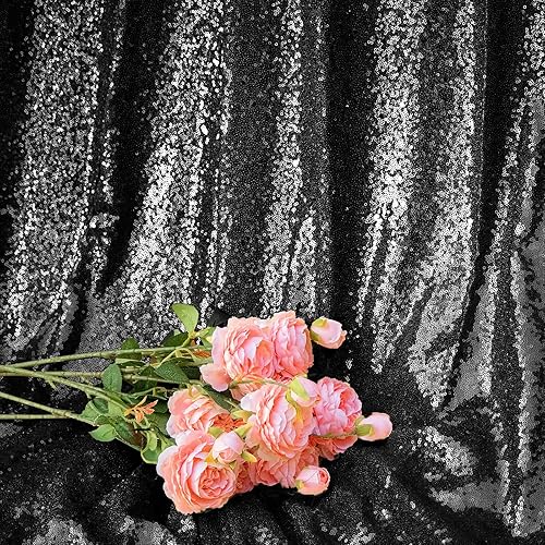 Miniatura 2 de Cortinas de fondo de lentejuelas negras, 4 paneles de 2 x 8 pies, fondo brillante para cumpleaños, novia, decoración de Halloween