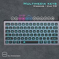 Vista 6 de Teclado de Aluminio Silencioso con Cable Retroiluminado - Teclado Delgado de Teclas Chiclet Compatible con Apple iMac, MacBook, Mac y PC, Teclado