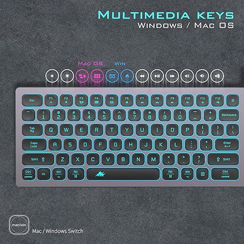 Miniatura 6 de Teclado silencioso de aluminio con cable retroiluminado, teclado delgado compatible con Apple iMac, MacBook, Mac y PC, teclado numérico USB RGB