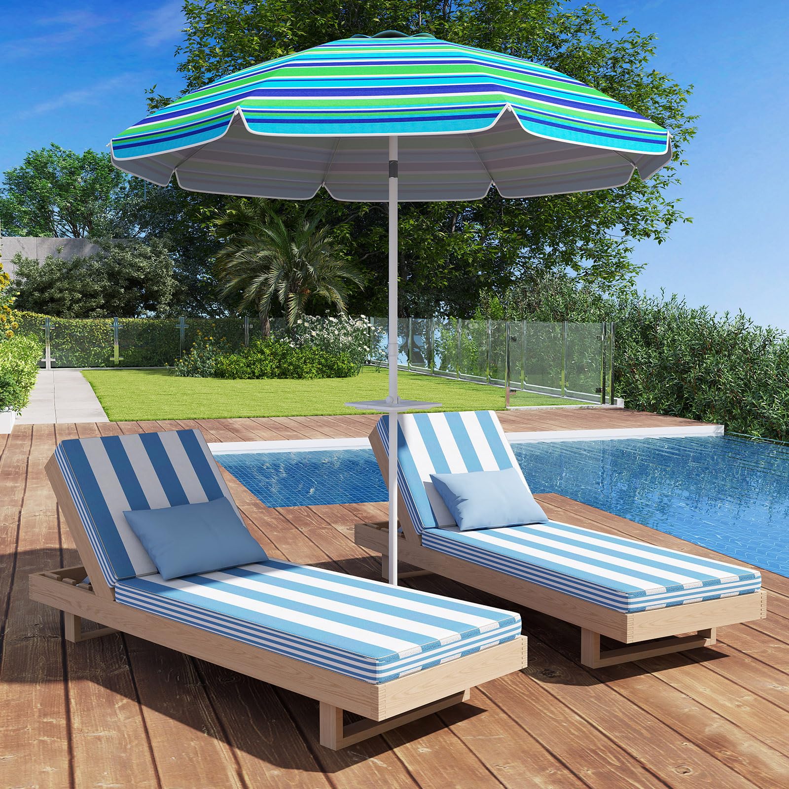 COSTWAY Parasol przeciwsłoneczny, 182 cm, odporny na wiatr, stabilny, UPF 50+, możliwość zginania w zakresie 30°, ochrona przed słońcem z ostrzem do wbijania w ziemię i torbą do przenoszenia, parasol